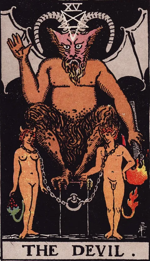 The Devil tarot card from the Rider-Waite-Smith deck