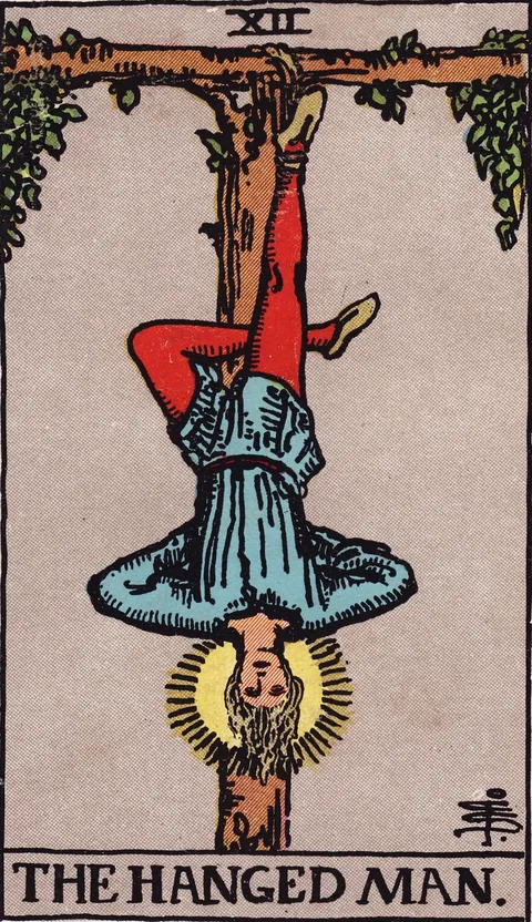 The Hanged Man tarot card from the Rider-Waite-Smith deck
